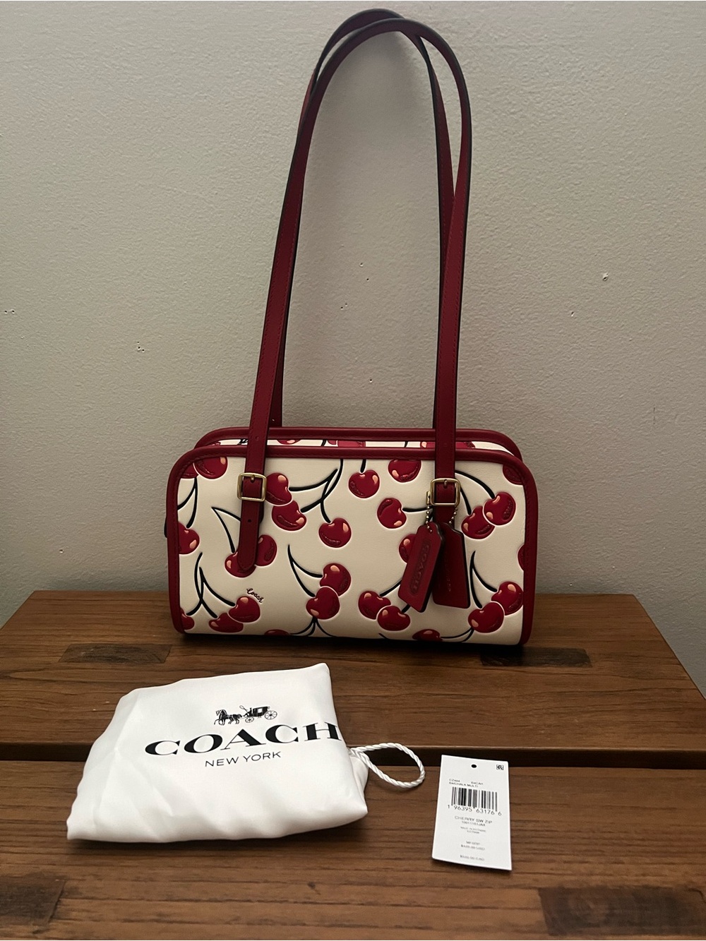 Coach Swing Zip Cherry Print EUC